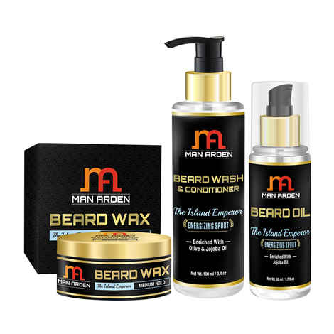Buy Man Arden Beard Wax + Beard Wash (Shampoo) + Beard Oil (The Island Emperor Kit) - Purplle