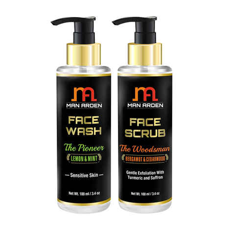 Buy Man Arden Face Wash (The Pioneer) + Face Scrub (The Woodsman) - Purplle