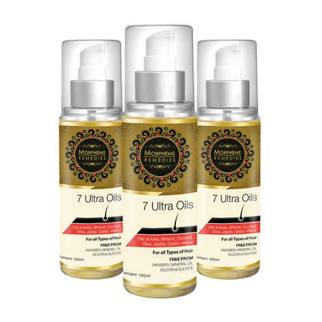 Buy Morpheme 7 Ultra Hair Oil (Almond, Castor, Jojoba, Coconut, Olive, Walnut, Amla Oils) 3 Bottles - Purplle