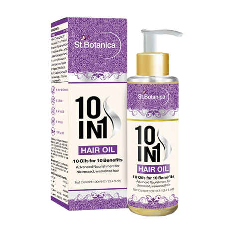 Buy St.Botanica 10 In 1 Hair Oil (Jojoba, Almond, Castor, Olive, Rosemary, Grapeseed & more)(100 ml) - Purplle