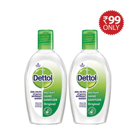 Buy Dettol Sanitizer (50 ml) (Pack of 2) @ 99 - Purplle
