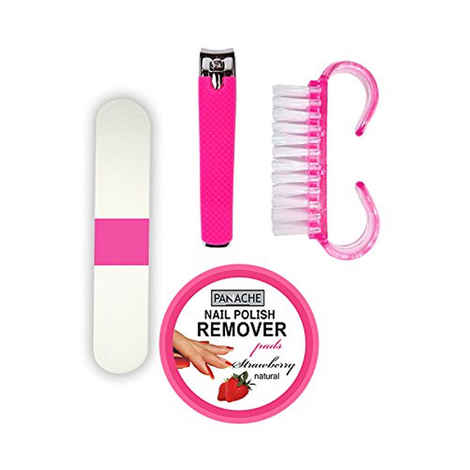 Buy Panache Knockout Nail Kit, Nail Clipper Anti-Skid,Nail Polish Remover Pads,Nail Brush & Nail File (Pack Of 4), Beauty, Tools & Accessories, Nail Tools, Sets & Kits - Purplle
