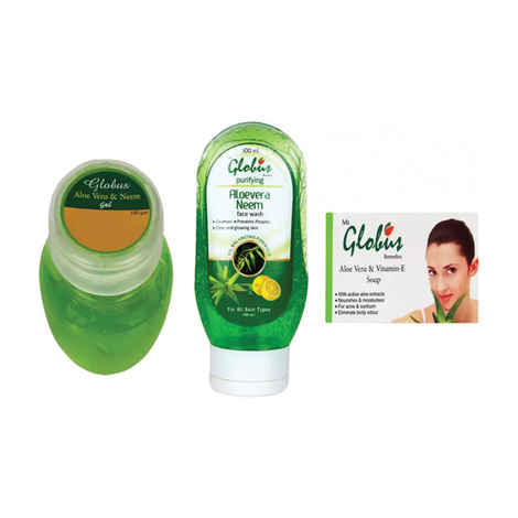 Buy Globus Aloe Gel & Globus Aloe Face Wash & Globus Aloe Soap (175 g + 100 ml) - Purplle