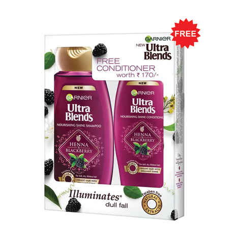 Buy Garnier Ultra Blends Henna & Blackberry Shampoo (360 ml) + Conditioner (175 ml) FREE - Purplle