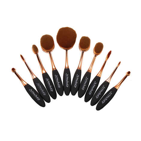 Buy Puna Store 10 Piece Oval Brush Set - Gold/Black - Purplle