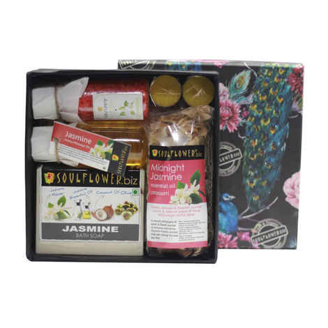 Buy Soulflower Festive Jasmine Try Me Bath Set (550 g) - Purplle