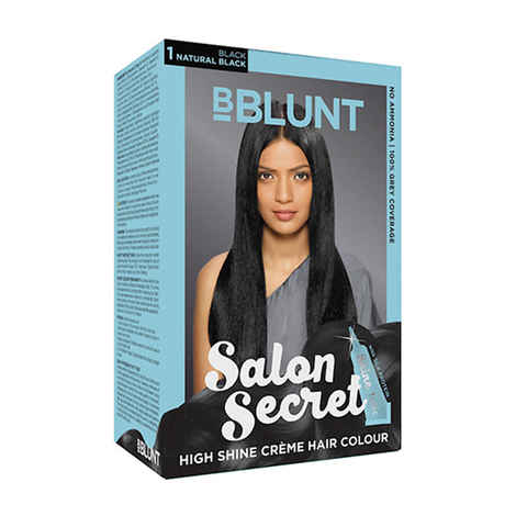 Buy BBLUNT Salon Secret High Shine Creme Hair Colour Natural Black 1 (100 g) With Shine Tonic (8 ml) - Purplle