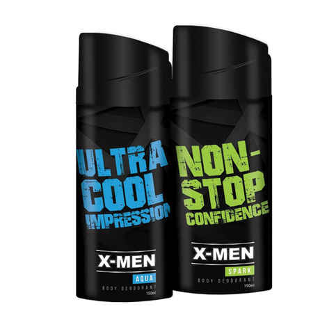 Buy X Men Deodorant Spray Aqua + Spark (Pack Of 2 X 150 ml) - Purplle