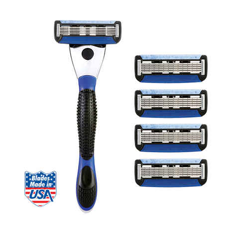 Buy Spruce Shave Club The 5X Shave Set (1 Razor + Pack of 4 Cartridges) - Purplle