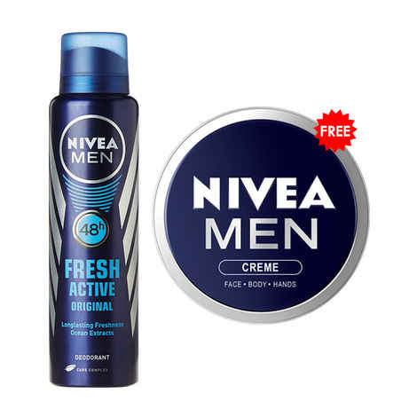 Buy Nivea Men Fresh Active Deodorant Spray (150 ml) + Nivea Men Creme (30 ml) - Purplle