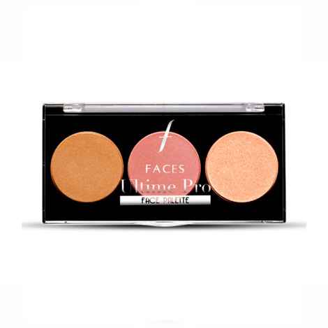 FACES CANADA Ultime Pro Face Palette - Glow 02, 12 gm | 3-in-1 Bronzer + Highlighter + Blush | Lightweight Long Lasting Luminous Glow | Flawless Shimmer Finish | Silky Smooth Texture | Easy To Blend