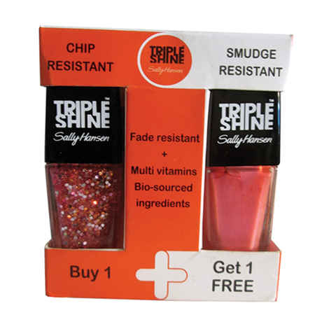 Buy Sally Hansen Triple Shine Nail - Twinkled Pink #310 + Blow Bubbles#130 - Purplle