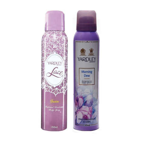 Buy Yardley Lace Satin Deo (150 ml) + Yardley Morning Dew Body Lotion (50 ml) - Purplle