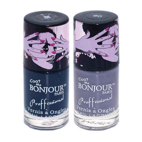 Buy Bonjour Paris Super Matt Nail Polish Matt Charcoal Greay / Matt Purple Ash, 0.60 Ounce (Pack of 2) - Purplle