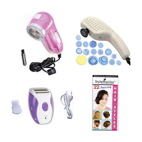 Buy Style Maniac Combo Of Lint Roller , 19 In 1 Full Body Massager And Epilator (Ak-2001) And Get A Hairstyle Book Free - Purplle