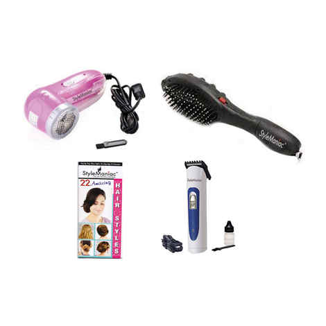 Buy Style Maniac Combo Of Lint Roller , Magnetic Doctor Massager Brush And Men'S Trimmer And Get A Hairstyle Book Free - Purplle