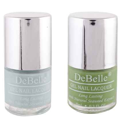 Buy DeBelle Gel Nail Polish Combo Set of 2 - Mint Amour (Mint Blue) and  Mystique Green (Pastel Green) 8 ml each - Purplle