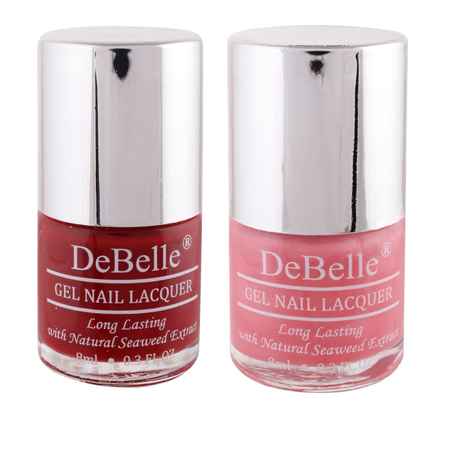 Buy DeBelle Gel Nail Polish Combo Set of 2 - Moulin Rouge (Maroon) and  Miss Bliss (Pink) 8 ml each - Purplle