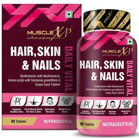 Buy MuscleXP Biotin Hair, Skin & Nails Complete MultiVitamin With Amino Acids - 60 Tablets - Purplle