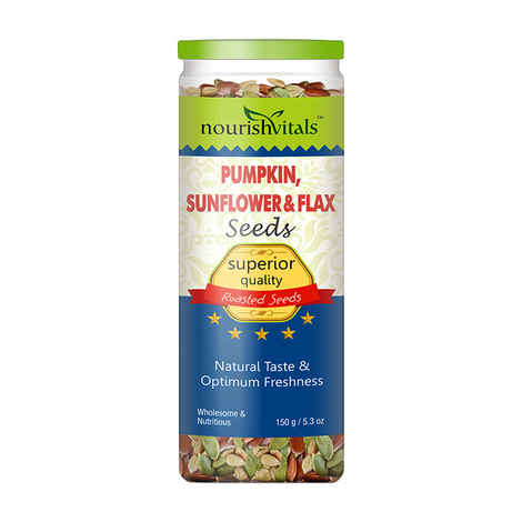 NourishVitals Roasted Pumpkin, Sunflower & Flax Seeds (Superior Quality) - 150 gm