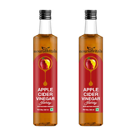 Buy NourishVitals Apple Cider Vinegar With Honey 250ml x 2 Bottles - With Mother Vinegar, Raw, Unfiltered - Purplle