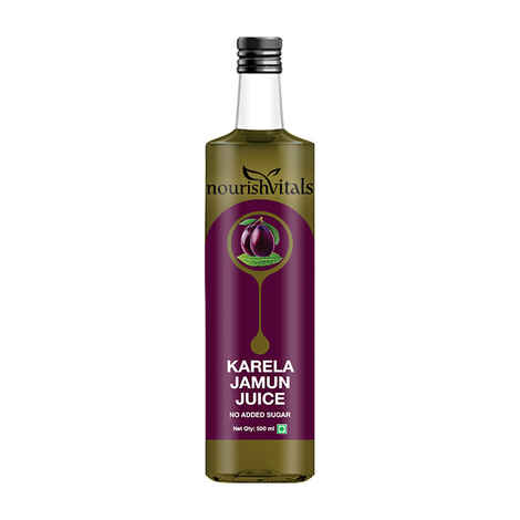NourishVitals Karela Jamun Juice, 500ml - No Added Sugar