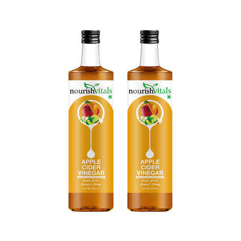 Buy NourishVitals Apple Cider Vinegar with Ginger, Garlic, Lemon and Honey 500ml x 2 Bottles - Purplle