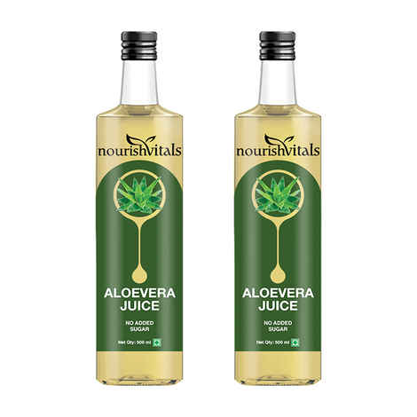 Buy NourishVitals Aloevera Juice - 500ml x 2 Bottles - No Added Sugar - Purplle
