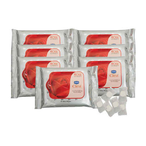 Buy Ginni Clea Cleansing & Make Up Remover Wipes (Rose) (Pack Of 7) (10 Wet Wipes Per Pack) With 50 Coin Tissues (Compressed /Magic Wipes) - Purplle