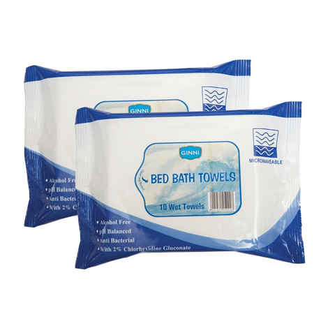 Buy Ginni Bed Bath Towel (For Sponge Bath)(Pack Of 2) (10 Wet Towels Per Pack) - Purplle