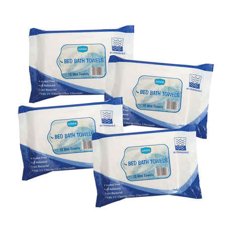Buy Ginni Bed Bath Towel (For Sponge Bath) (Pack Of 4) (10 Wet Towels Per Pack) - Purplle