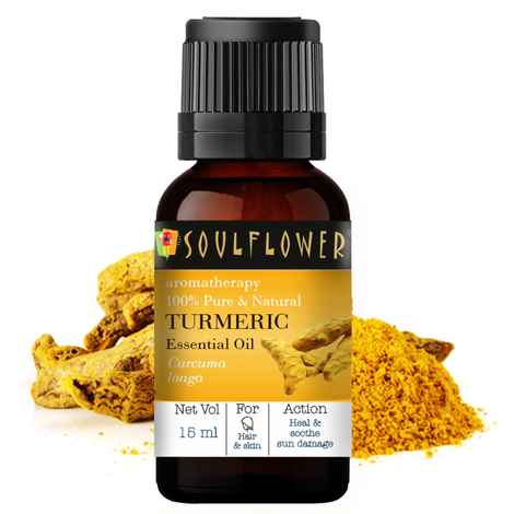 Buy Soulflower Turmeric Essential Oil, For All & Sensitive Skin & Hair Type, 100% Pure & Natural, Therapeutic Grade Aromatherapy, Spicy, 15 ml - Purplle