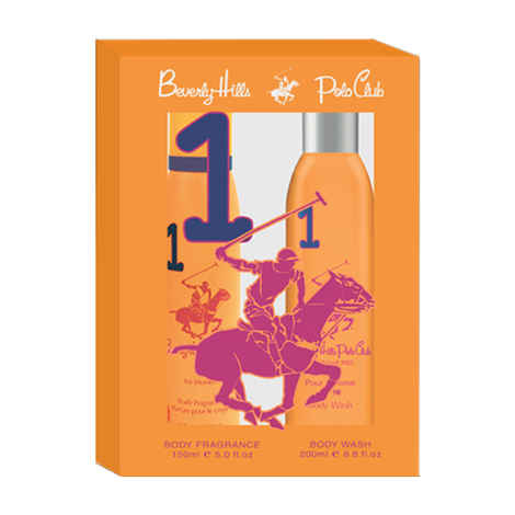 Beverly Hills Polo Club Gift Set Orange 1 For Women Pack Of 2 ( Deodrant + Body Wash)