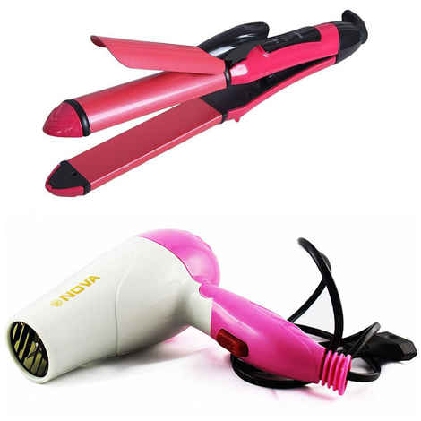 Buy Nova NHC- 2009 Straightener & Nova 1000W NV1290 Folding Hair Dryer (Combo Pack) - Combo of 2 - Purplle