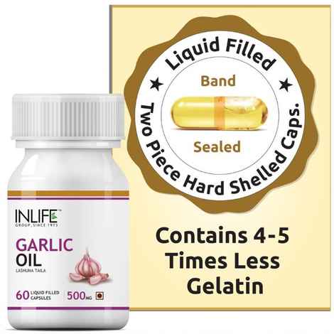 INLIFE  Natural Garlic Oil, 60 Capsules For Heart,Cholesterol and Weight Loss