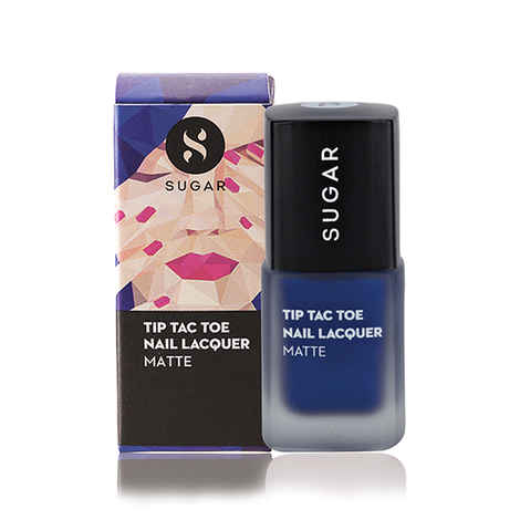 SUGAR Cosmetics Tip Tac Toe Nail Lacquer - 013 Break On Blue (Matte Denim Blue)
