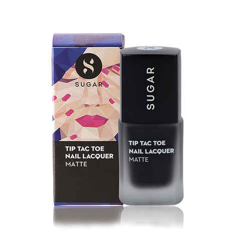 SUGAR Cosmetics Tip Tac Toe Nail Lacquer - 031 Black In Business (Matte Jet Black)