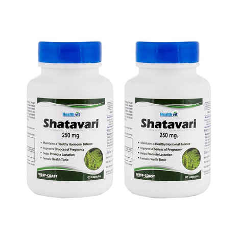 Healthvit Shatavari Powder 250 Mg 60 Capsules (Pack Of 2)