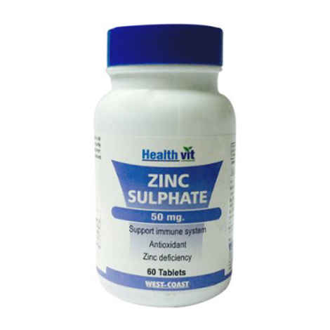 Buy Healthvit Zinc Sulphate 50Mg 60 Tablets - Purplle