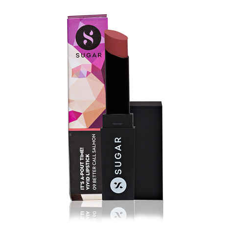 Buy SUGAR Cosmetics It's A-pout Time! Vivid Lipstick - 09 Better Call Salmon (Peach Pink) Highly Pigmented, Long Lasting, Creamy Texture, Matte Finish - Purplle