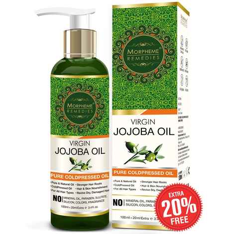 Morpheme Pure Virgin Golden Jojoba Oil (ColdPressed) For Hair, Body, Skin Care (120 ml)