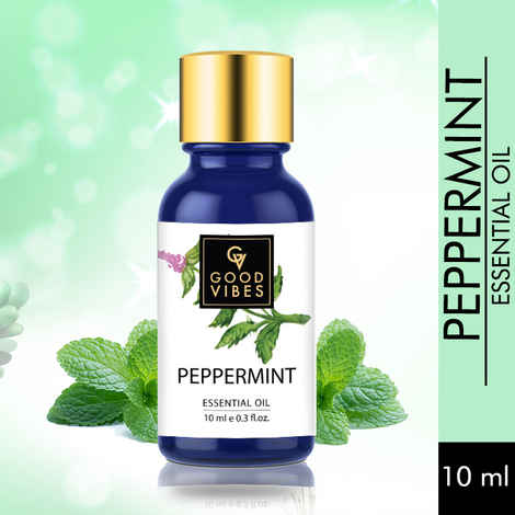 Good Vibes Peppermint 100% Pure Essential Oil | Anti-Fungal, Hair Growth, Cures Skin | 100% Vegetarian, No Synthetics, No Animal Testing (10 ml)