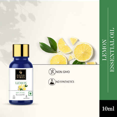 Buy Good Vibes Lemon 100% Pure Essential Oil | Anti-Dandruff, Hairfall Control, Skin Brightening | 100% Vegetarian, No GMO, No Animal Testing (10 ml) - Purplle