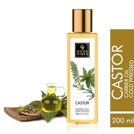 Buy Good Vibes Castor 100% Pure Cold Pressed Oil For Hair & Skin | Moisturizing, Hair Growth | No Parabens, No Sulphates, No Mineral Oil (200 ml) - Purplle