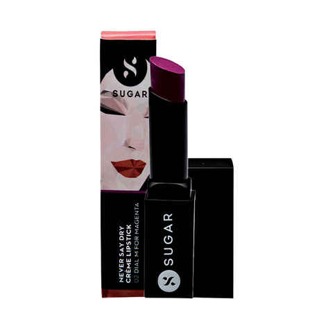 SUGAR Cosmetics Never Say Dry Creme Lipstick - 02 Dial M For Magenta (Deep Magenta Purple)