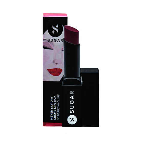 SUGAR Cosmetics Never Say Dry Creme Lipstick - 05 Berry Maguire (Deep Berry Red)