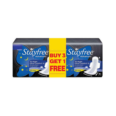 Buy Stayfree Advanced All Night Ultra- Comfort XL Buy 3 Get 1 FREE (28 pads, Save Rs. 90) - Purplle