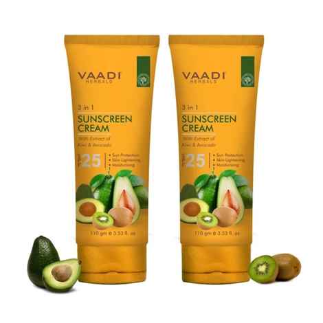 Buy Vaadi Herbals Value Pack Of 2 Sunscreen Cream Spf-25 With Extracts Of Kiwi & Avocado (110 g * 2) - Purplle
