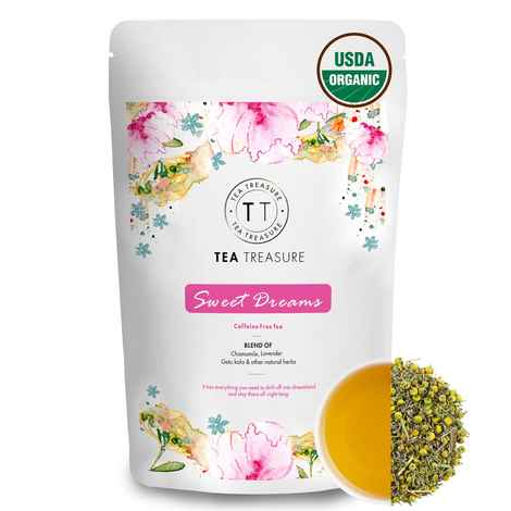 Buy TeaTreasure Sweet Dreams Tea - 100 gm - Chamomile & Lavender with Other Natural Herbs - Caffeine Free Calming Tea, relieves Anxiety & Stress - Purplle