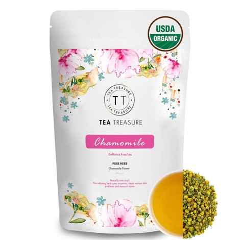 Buy TeaTreasure Organic Pure Chamomile Tea - 100 Gm - Calming & Soothing Sleep Tea for Stress and Anxiety - Purplle